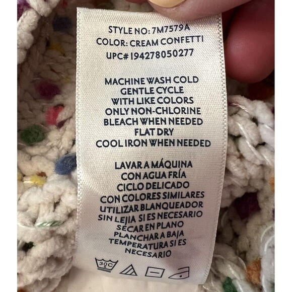 SEVEN 7 FOR ALL MANKIND Pullover Sweater Size Medium Cream Confetti Chunky Knit - Picture 10 of 13